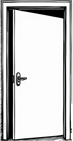 Sketch of a slightly open door