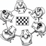 A round table with experts sitting around it, brainstorming together